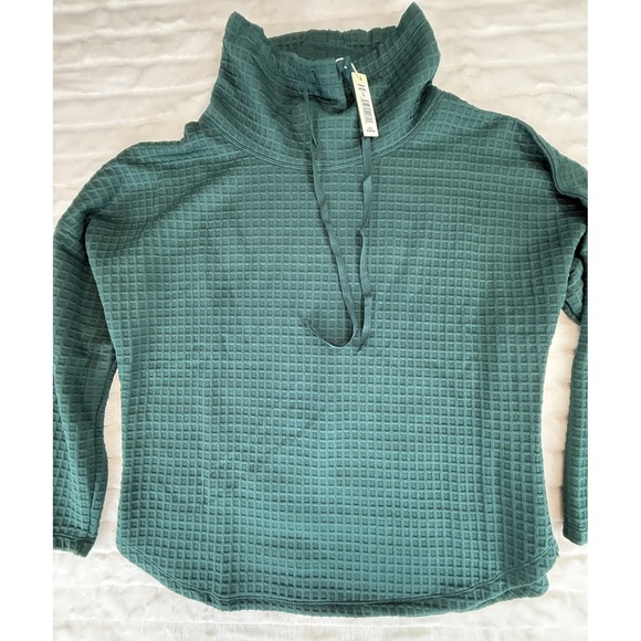 Max Studio London Pullover Sweater Womens Large‎ Funnel Neck Textured DP Petrol - Picture 1 of 13